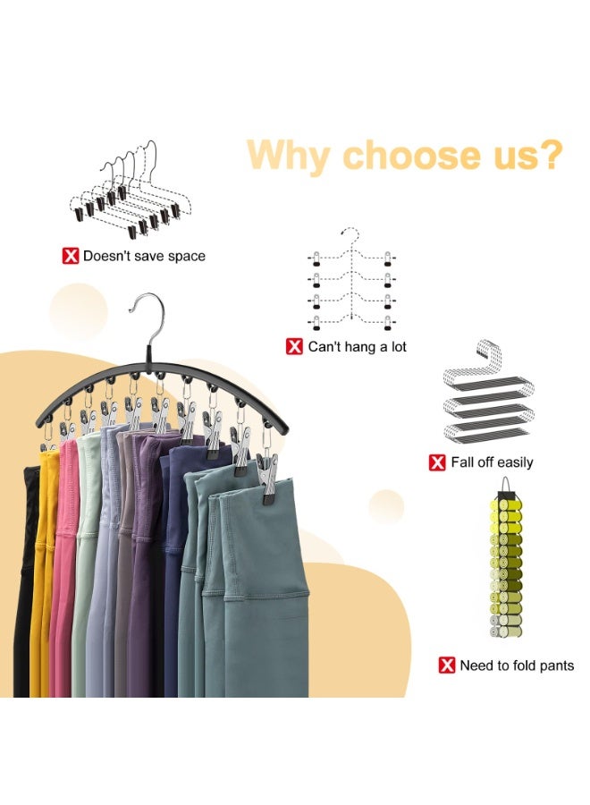 هومستر 2 قطعة من معلّقات بنطالات ساقية مقاومة للرياح ومقاومة للانزلاق | معلّق لملابس تحت الجلد من الفولاذ المقاوم للصدأ | معلّق لبدلات اليوغا يوفر مساحة في خزانة الملابس | لاستخدام جاف ورطب، أسود، 41.5 سم - Image 3